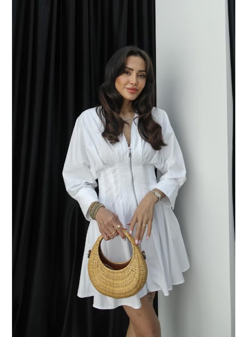 Havos White Darted Zippered Dress - Image 3